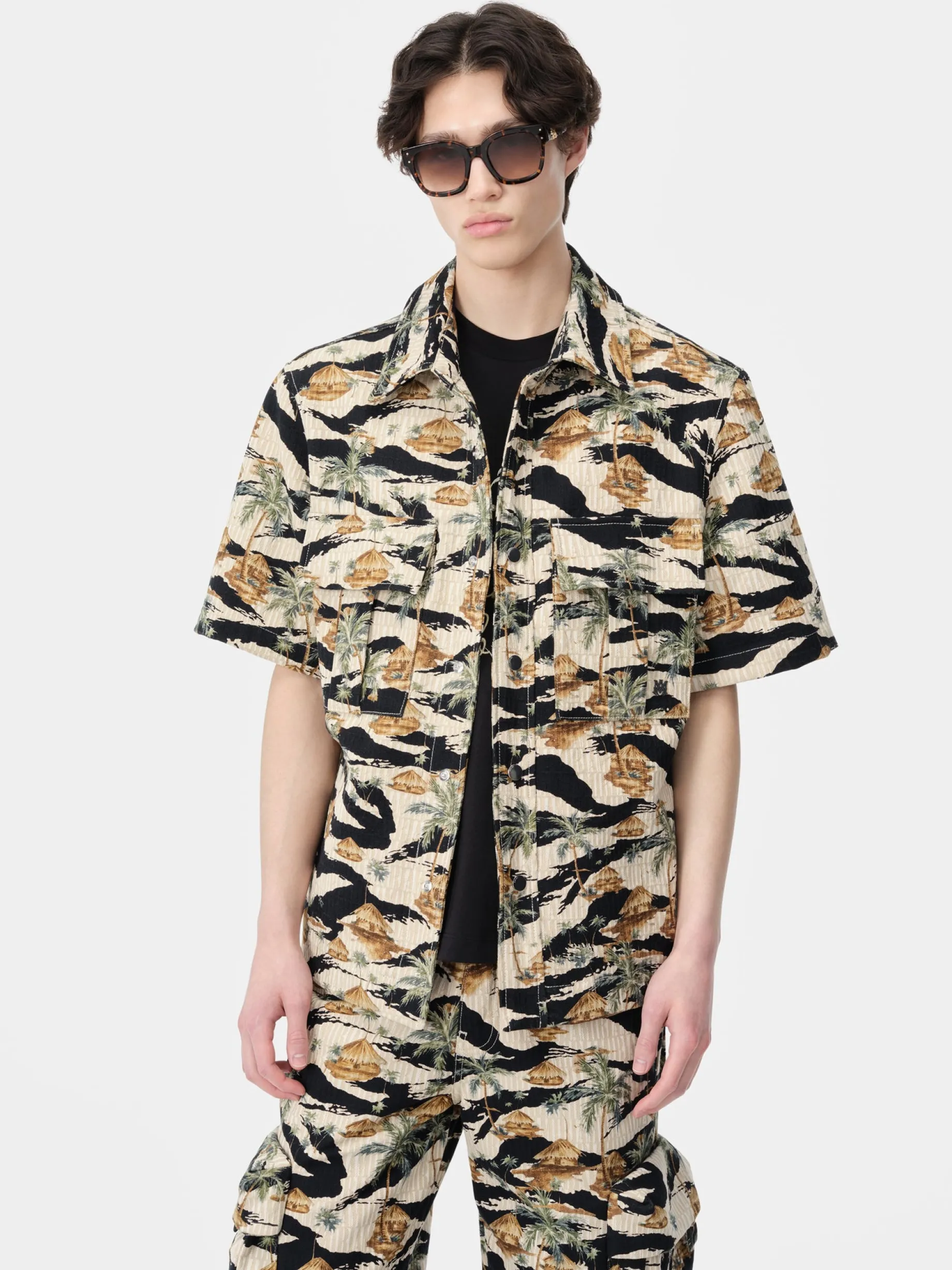 AMIRI REPEAT PALM CAMP SHIRT