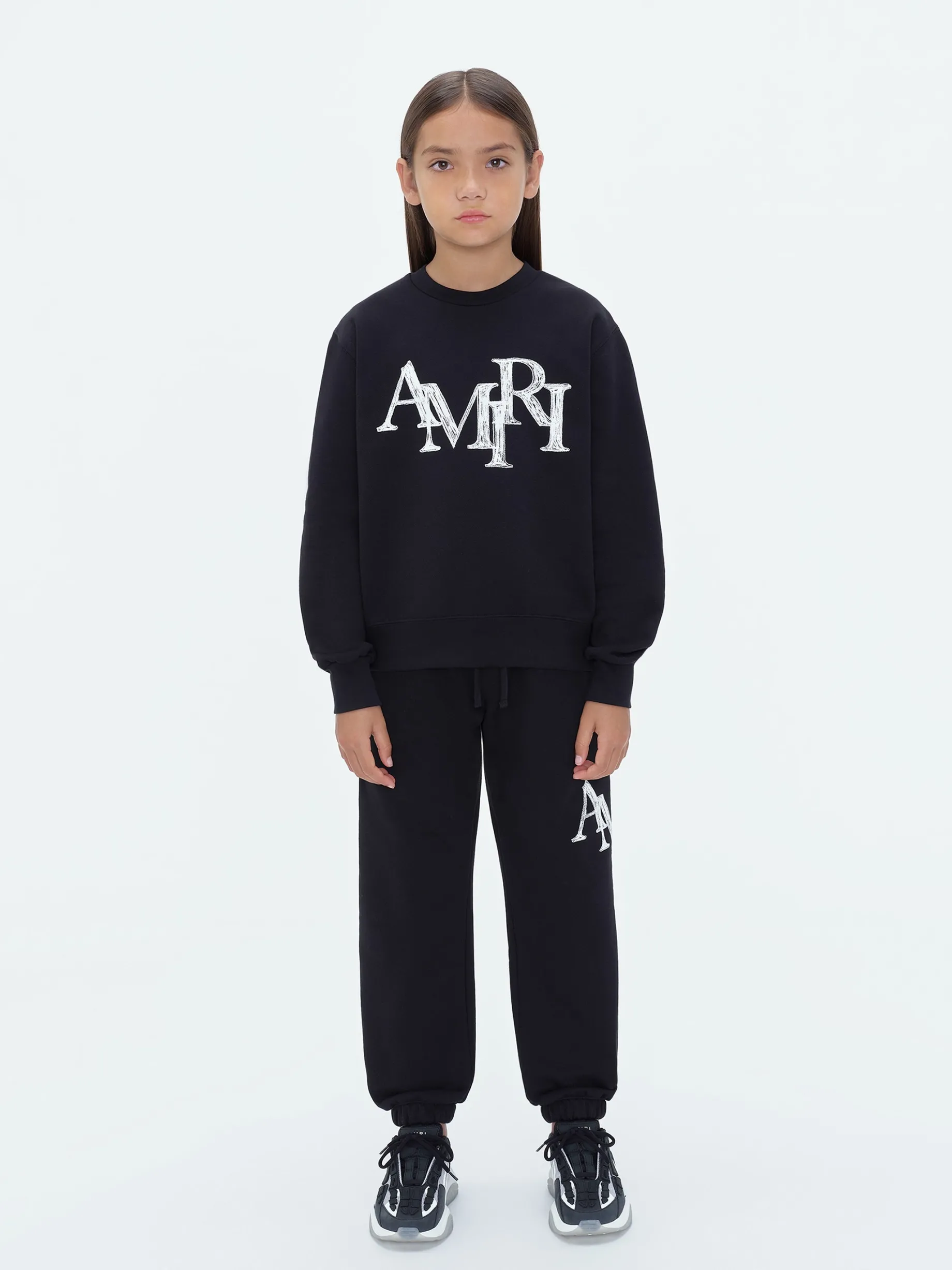 AMIRI STAGGERED SCRIBBLE CREWNECK
