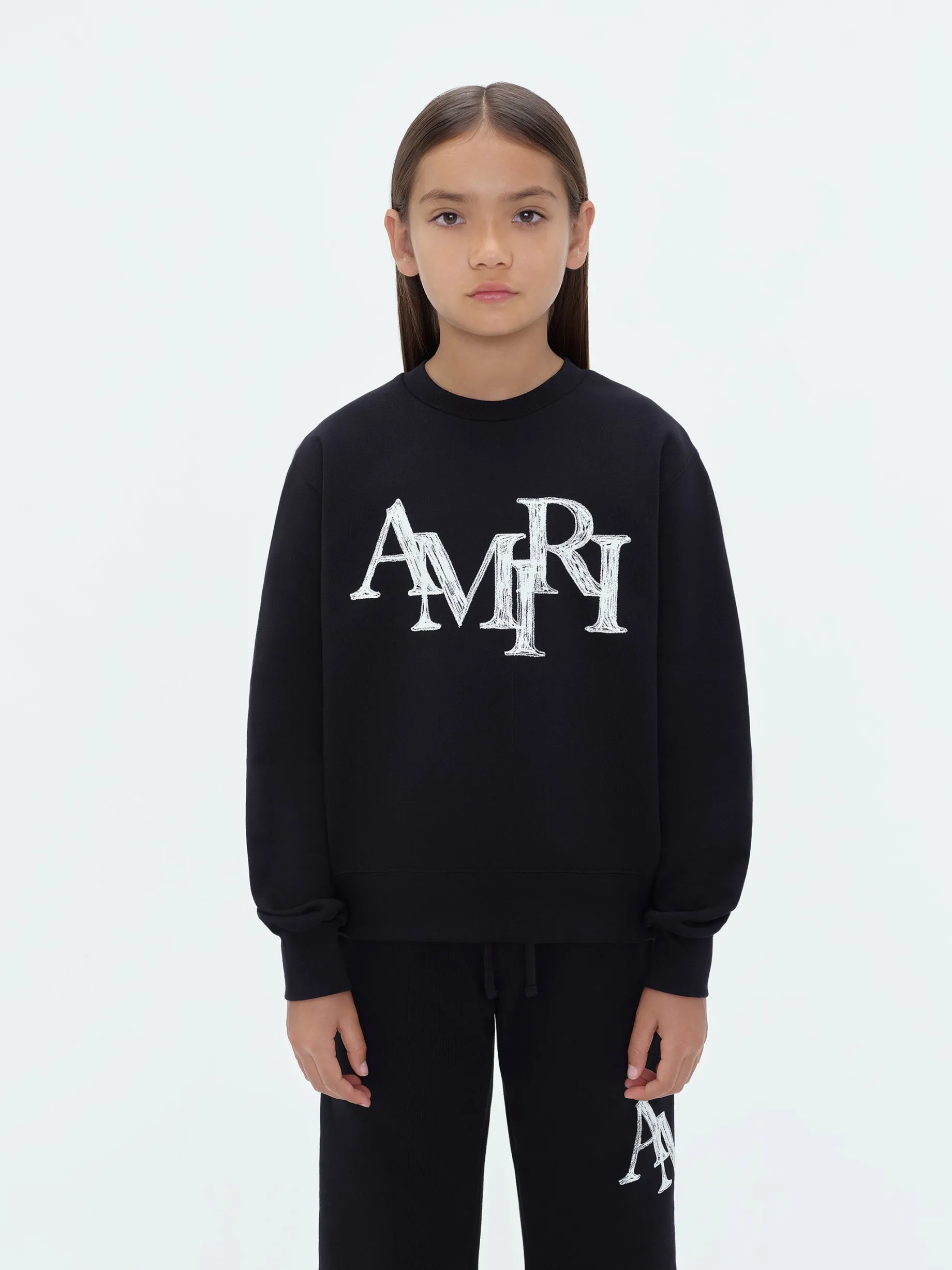 AMIRI STAGGERED SCRIBBLE CREWNECK
