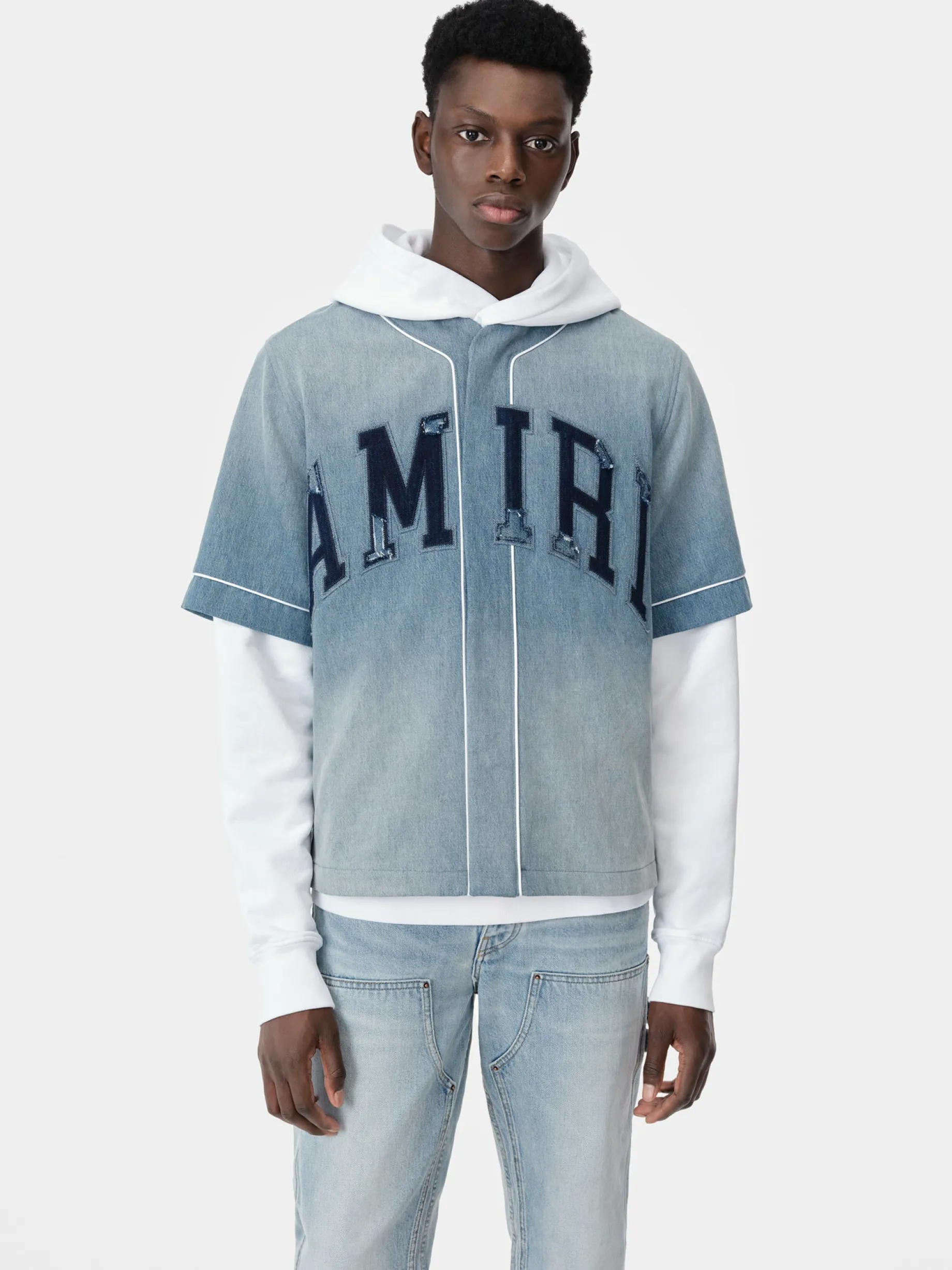 AMIRI SUNFADED BASEBALL SHIRT