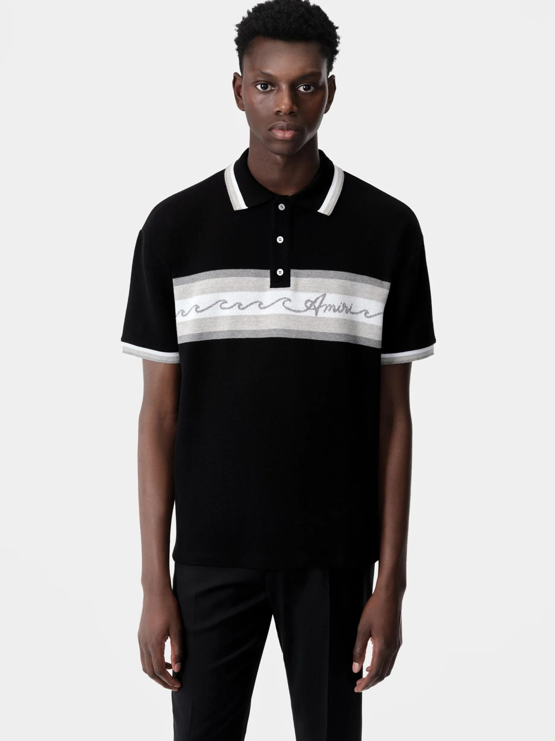 AMIRI WAVE BAJA STRIPE POLO