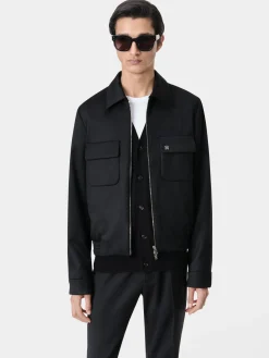 DOUBLE POCKET ZIP BLOUSON-BLACK