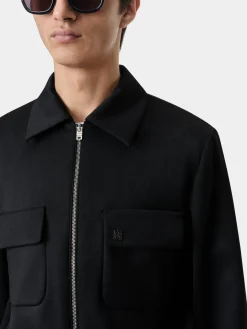 DOUBLE POCKET ZIP BLOUSON-BLACK