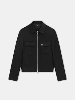 DOUBLE POCKET ZIP BLOUSON-BLACK