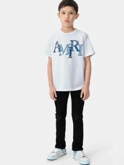 KIDS' AMIRI BANDANA STAGGERED TEE