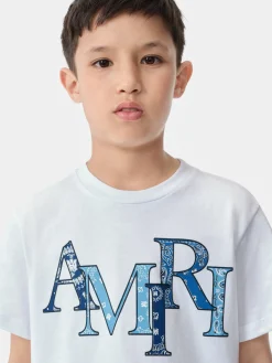 KIDS' AMIRI BANDANA STAGGERED TEE