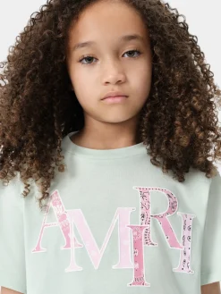 KIDS' AMIRI BANDANA STAGGERED TEE