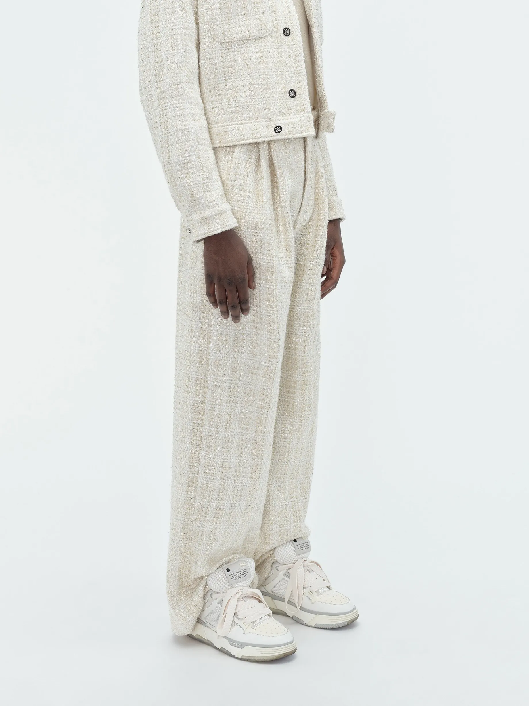 SEQUIN BOUCLE DOUBLE PLEATED PANT