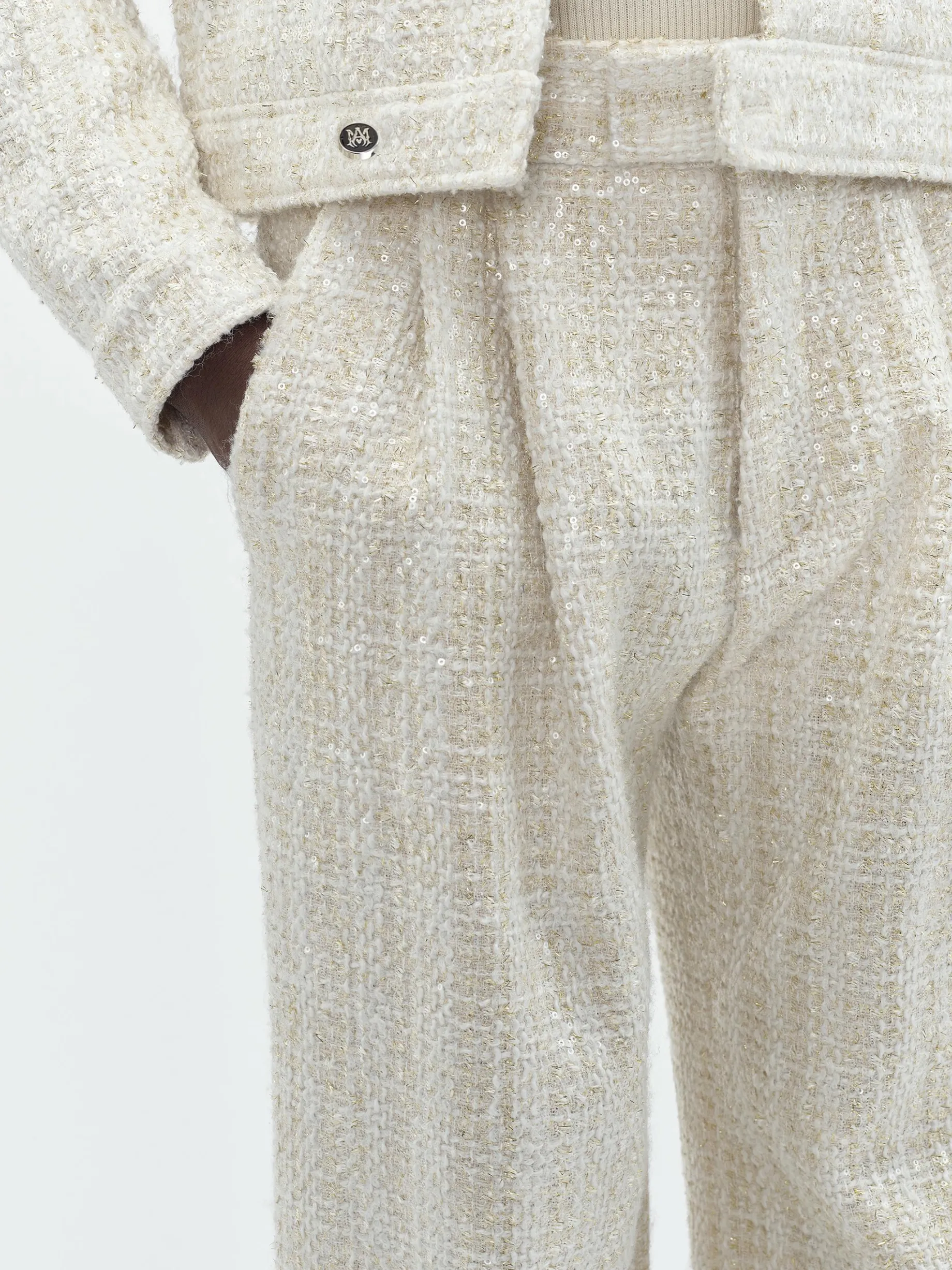 SEQUIN BOUCLE DOUBLE PLEATED PANT