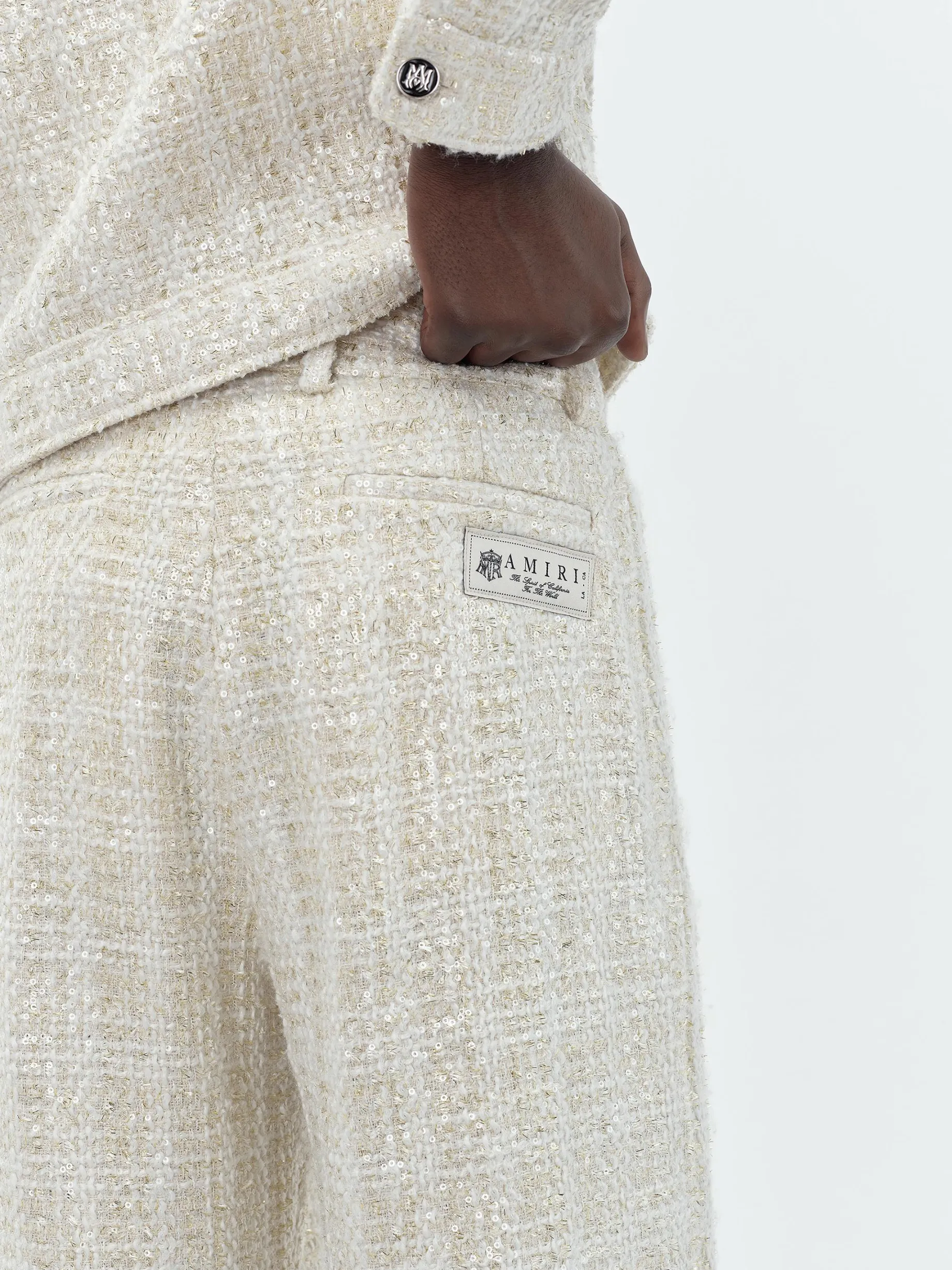 SEQUIN BOUCLE DOUBLE PLEATED PANT