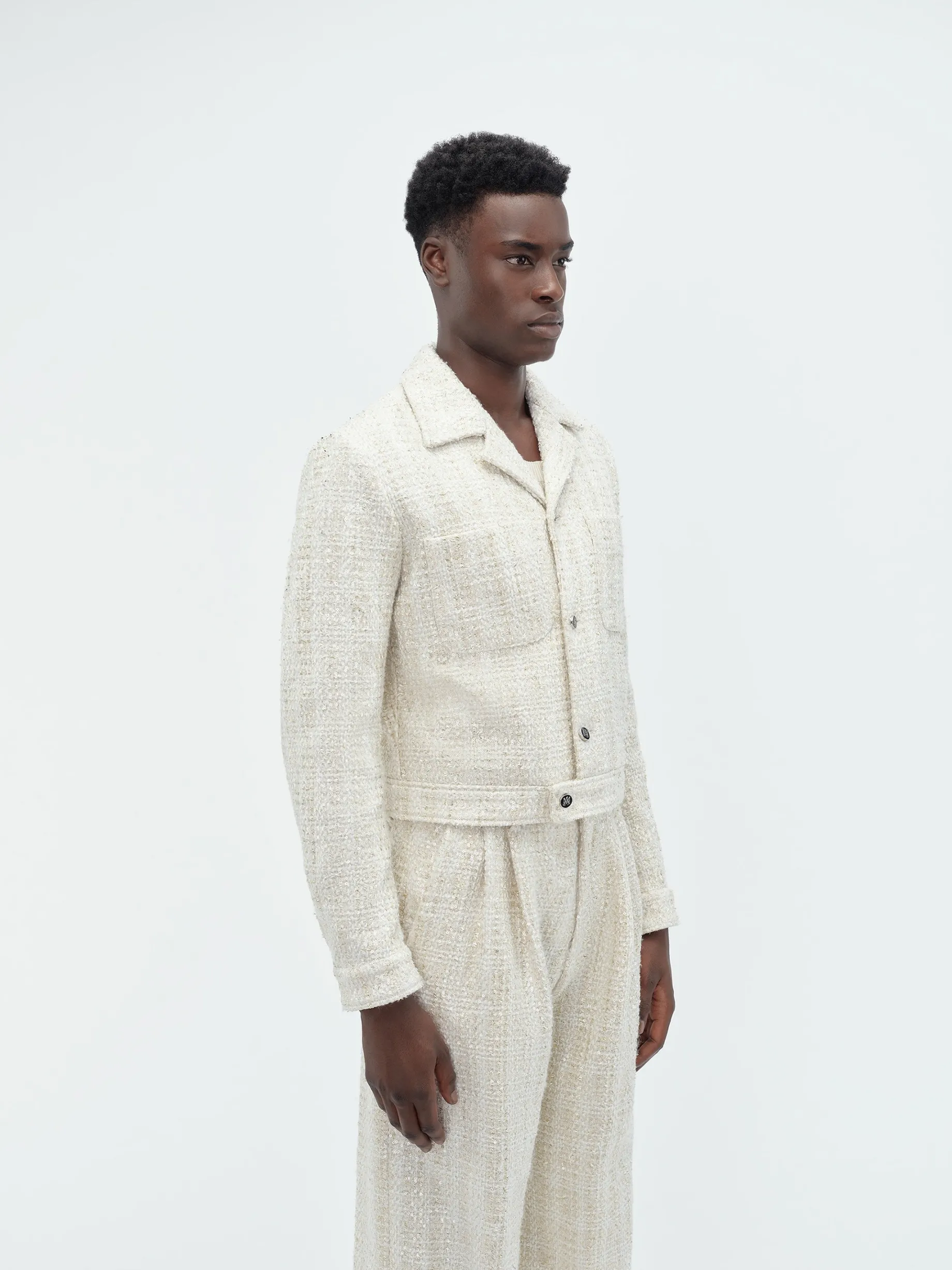 SEQUIN BOUCLE SHIRT JACKET