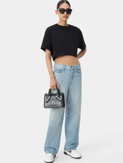 WOMEN'S AMIRI EMBROIDERED CROPPED TEE