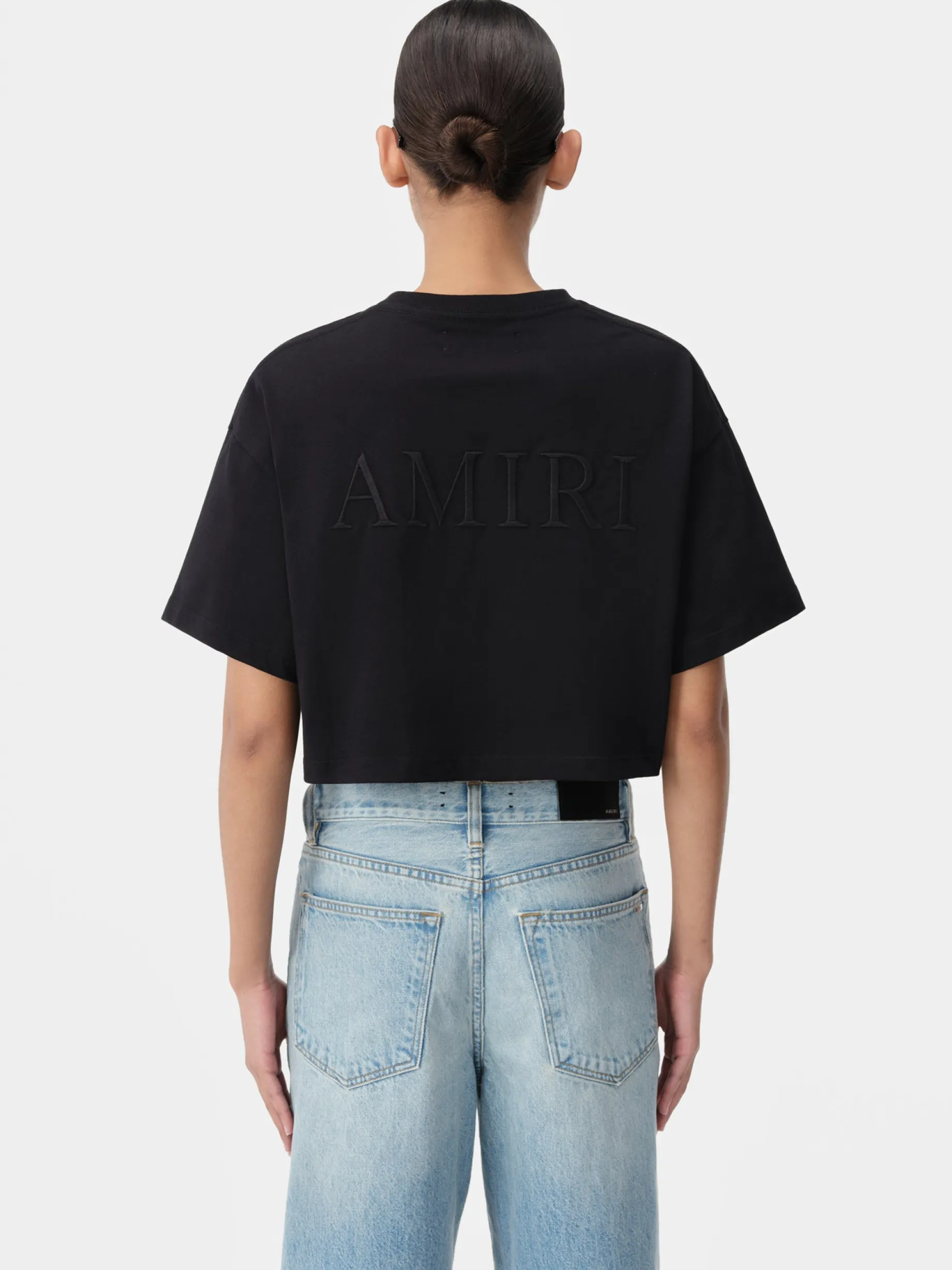 WOMEN'S AMIRI EMBROIDERED CROPPED TEE