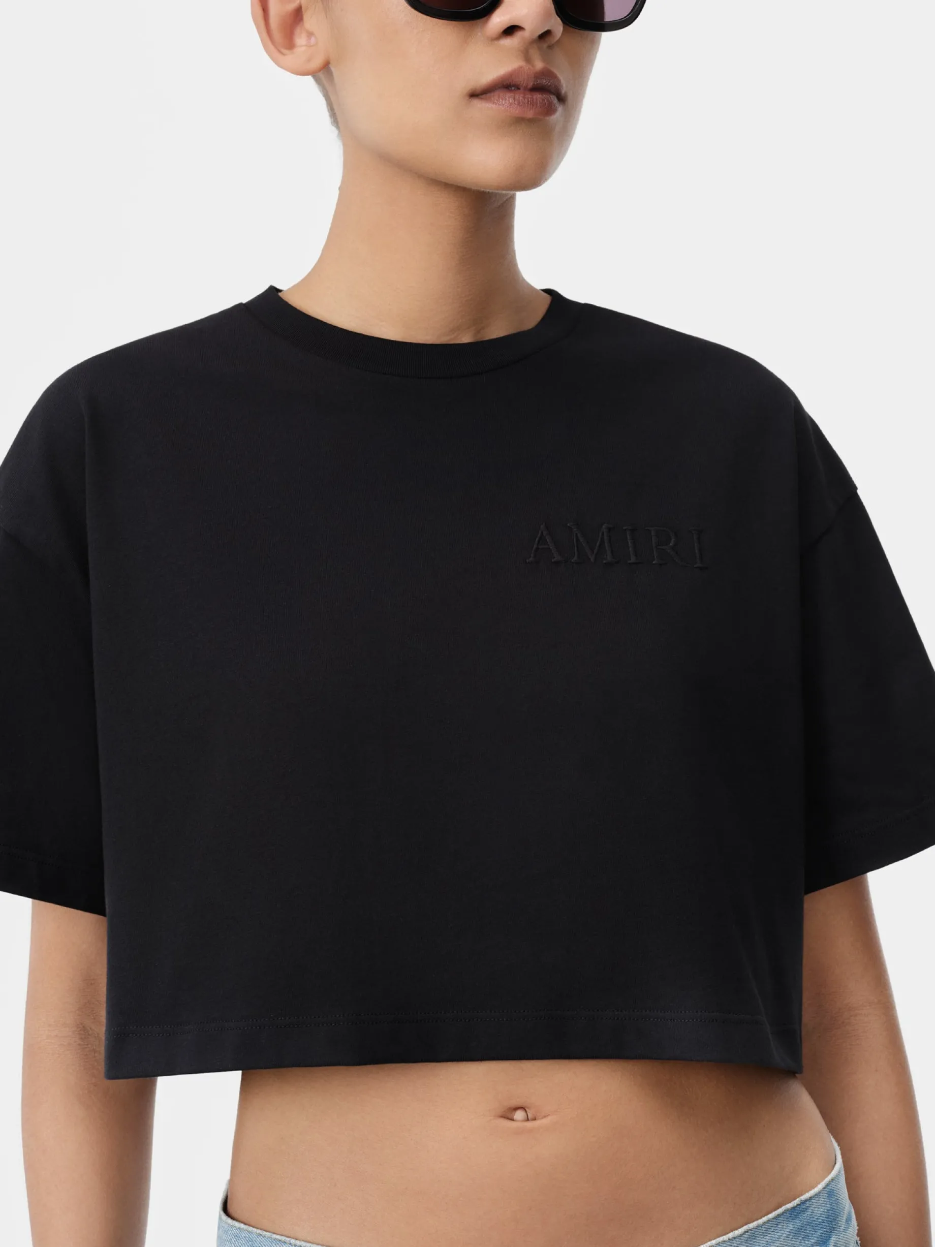 WOMEN'S AMIRI EMBROIDERED CROPPED TEE