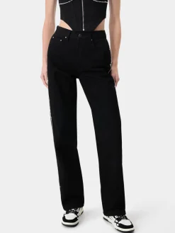 WOMEN'S CRYSTAL STRIPE WIDE STRAIGHT