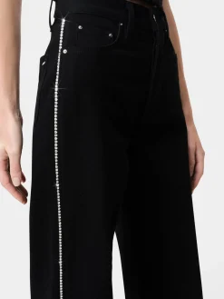 WOMEN'S CRYSTAL STRIPE WIDE STRAIGHT