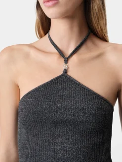WOMEN'S LUREX HALTER TOP