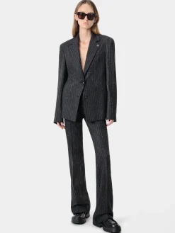 WOMEN'S SEQUIN PINSTRIPE KICK FLARE